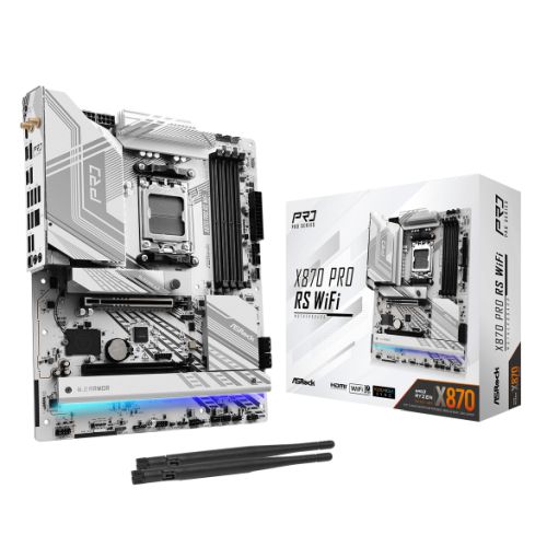 Asrock X870 PRO RS WIFI, AMD X870, AM5, ATX, 4 DDR5, HDMI, 2 USB4, Wi-Fi 7, 2.5G LAN, RGB, 3x M.2