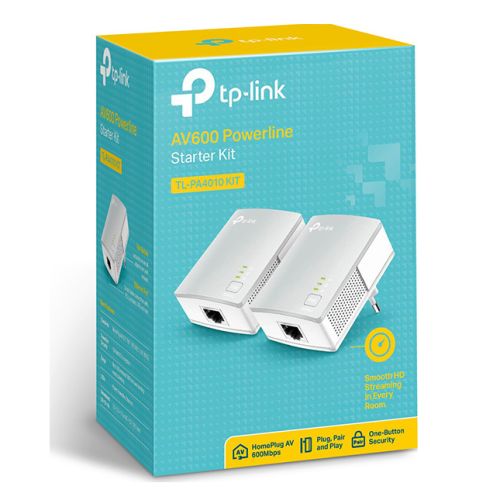 TP-LINK (TL-PA4010KIT V3) AV600 10/100 Powerline Adapter Kit, 1-Port