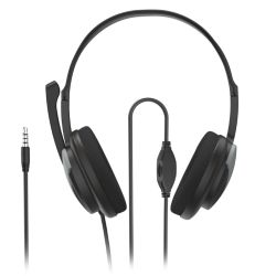 Hama (HS-P100 V2) Ultra-lightweight Headset, 3.5mm Jack, Y-adapter, Padded Ear Pads, Inline Controls