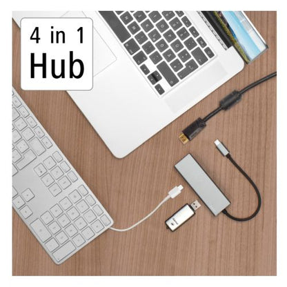 Hama 4-Port USB-C 3.2 Gen1 Hub w/ HDMI, 2x USB-A, 1x USB-C, 1x HDMI, Aluminium