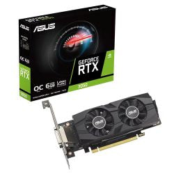 Asus DUAL RTX3050 LP BRK OC, 6GB DDR6, DVI, HDMI, DP, 1537MHz Clock, Overclocked, Low Profile (Bracket Included)