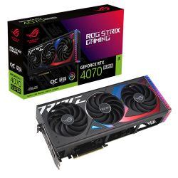 Asus ROG STRIX RTX4070 SUPER OC, PCIe4, 12GB DDR6X, 2 HDMI, 3 DP, 2670MHz Clock, RGB Lighting, Overclocked