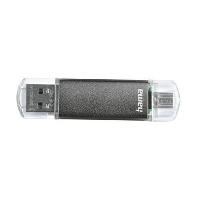 Hama Laeta Twin 128GB USB 2.0/Micro USB Memory Pen, OTG, Aluminium Casing, Grey