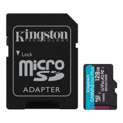 Kingston 128GB Canvas Go! Plus Micro SDXC Card with SD Adapter, UHS-I Class 10, U3, A2 App Performance, 170MB/s