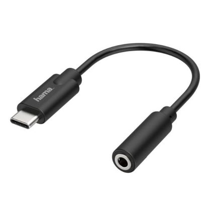 Hama USB Type-C Male to 3.5mm Jack Female Adapter, Black