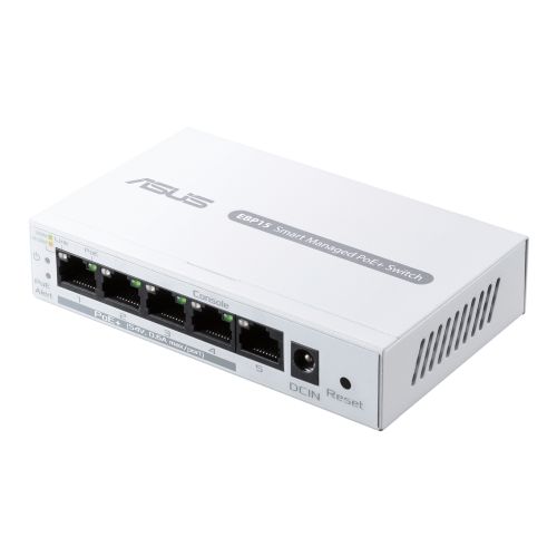 Asus (ExpertWiFi EBP15) 5-Port Gigabit Smart Managed Switch with 4-Port PoE+, 60W, Centralised Management