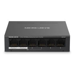 Mercusys (MS106LP) 6-Port 10/100Mbps Desktop Switch with 4-Port PoE+, Metal Case	