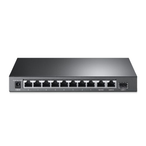 TP-LINK (TL-SL1311MP) 8-Port Unmanaged Desktop PoE+ Switch, 8-Port 10/100Mbps + 2-Port Gigabit RJ45 & 1 Gigabit SFP