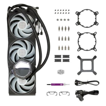 Cooler Master MasterLiquid 360 ION ARGB Liquid CPU Cooler, 360mm, Dual Chamber Design, 3 x Mobius ARGB Fans, Customisable LCD Display,   Black