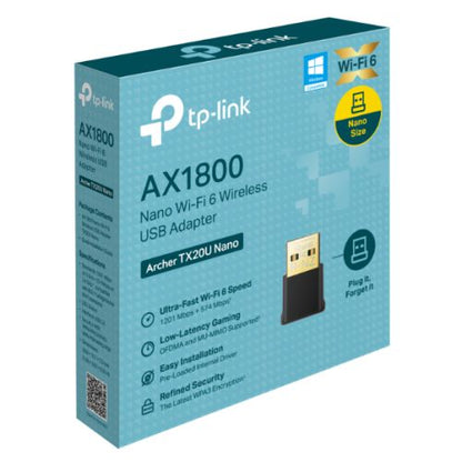 TP-LINK (Archer TX20U Nano) AX1800 Dual Band Wi-Fi 6 Wireless USB Adapter, USB 2.0, MU-MIMO, OFDMA