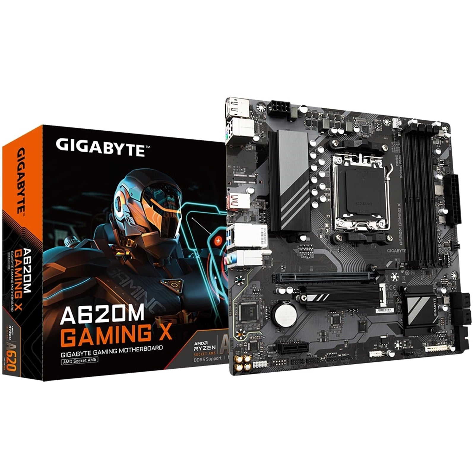 Gigabyte A620M GAMING X AMD AM5 Socket Motherboard, Micro-ATX, 4x DDR5 Slots, 1x M.2 Socket, 2x USB-C Port, GbE LAN, 1x DisplayPort / 1x HDMI Port